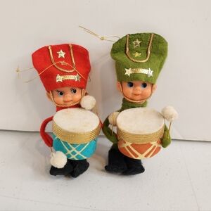 Vintage MCM Napco Japan Felt Little Drummer Boy Lot Christmas Ornament 1960s